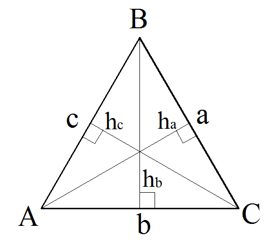 Высота треугольника по сторонам