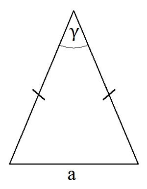 Площадь равнобедренного треугольника по основанию и противолежащему углу