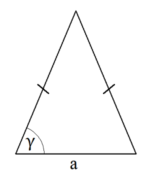 Площадь равнобедренного треугольника по основанию и прилежащему углу