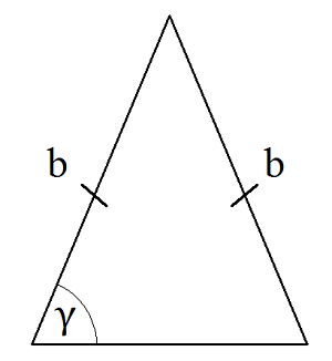 Площадь равнобедренного треугольника по боковой стороне и углу прилежащему основанию