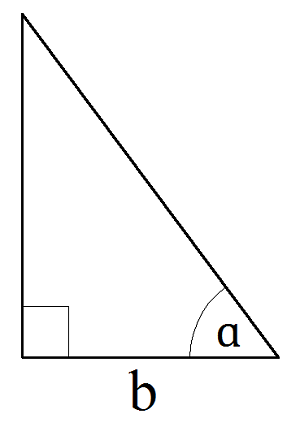 Площадь прямоугольного треугольника по катету и прилежащему углу