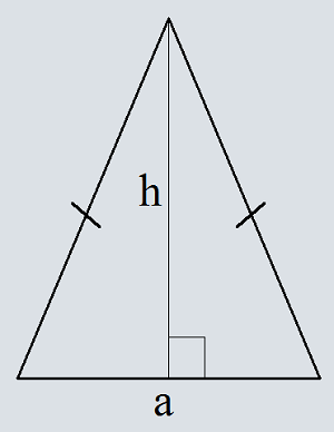 Площадь равнобедренного треугольника по основанию и высоте