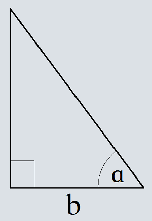 Площадь прямоугольного треугольника по катету и прилежащему углу