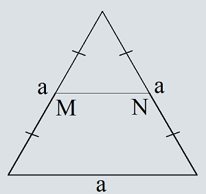 Площадь равностороннего треугольника по средней линии
