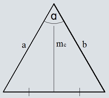 Длина медианы треугольника по двум сторонам и углу между ними