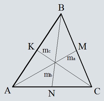 Длины медиан треугольника по координатам вершин
